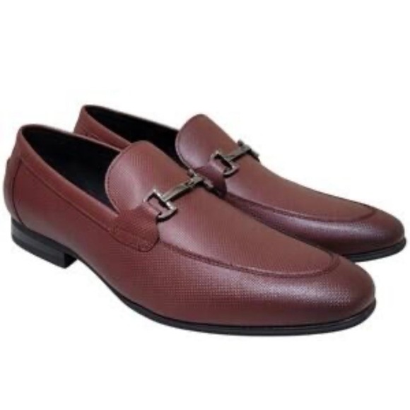 princess polly baby blue dress Burgundy Leather Loafer Shoes in Burgundy main image 1